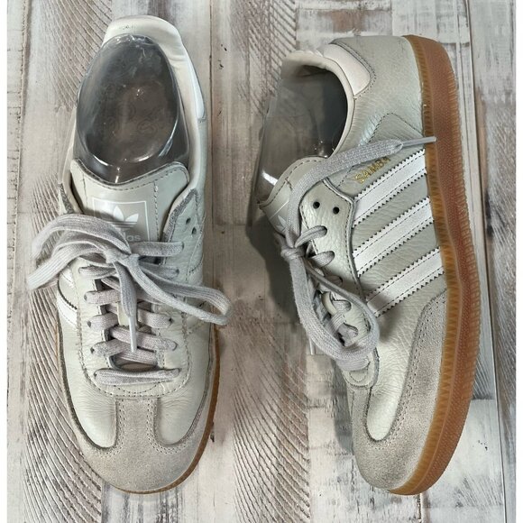 Adidas Samba OG Beige Aluminium Gum Sole Sneakers Womens US 7.5 IE7013 - Picture 1 of 10